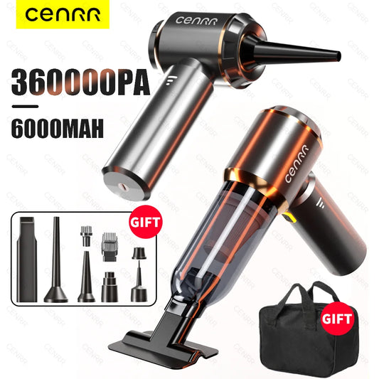 "Powerful Cordless Car Vacuum Cleaner - CENRR 360000PA - Portable Handheld Vacuum with Strong Suction for Wireless Cleaning"