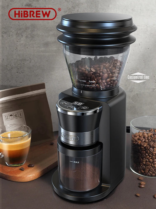 HiBREW Automatic Burr Mill Electric Coffee Grinder with 34 Gears for Espresso American Coffee Pour Over Visual Bean Storage G3