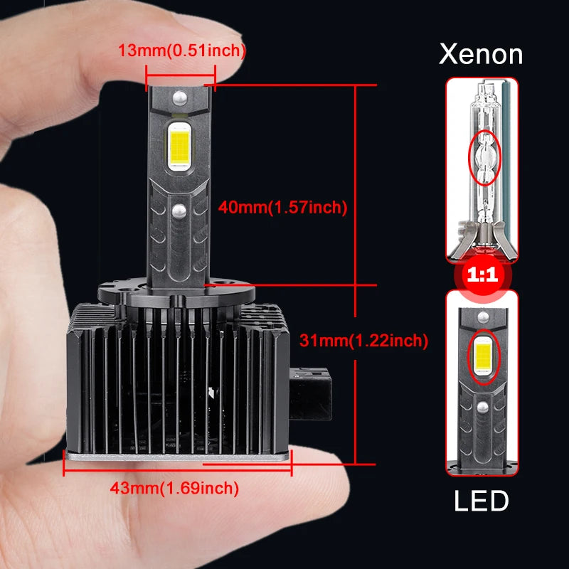 Dualvision D3S LED Headlights HID D1S D2S D4S D5S D8S D1R D2R D3R Turbo LED 30000LM Two-sided CSP Chip 6500K 4300K 90W Plug&Play