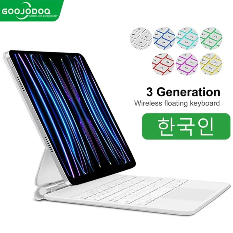 غطاء حماية ولوحة مفاتيح سحرية من GOOJODOQ لجهاز iPad Pro 11 2024 Air 4 Air 5 Air 6 لجهاز iPad 12.9 الجيل العاشر والجيل السادس والخامس والرابع والثالث